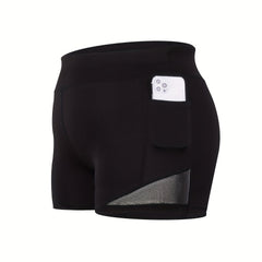 High Rise Skinny Stretch Shorts With Pockets