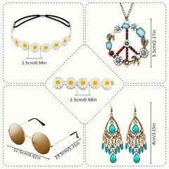 Hippie Costume Set with Sunglasses 5pcs