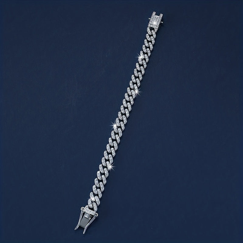 Glitter Rhinestone Cuban Chain Bracelet Women's Jewelry Gift
