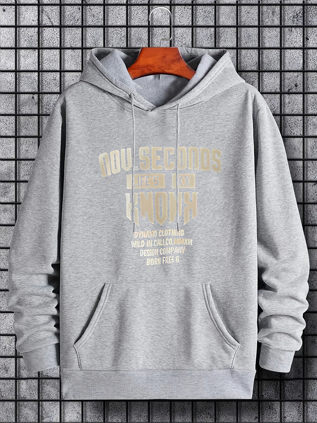 Men's Letter Print Hoodie Casual Breathable Drawstring Hooded Sweatshirt
