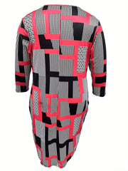 Colorblock Geometric Print Mini Dress