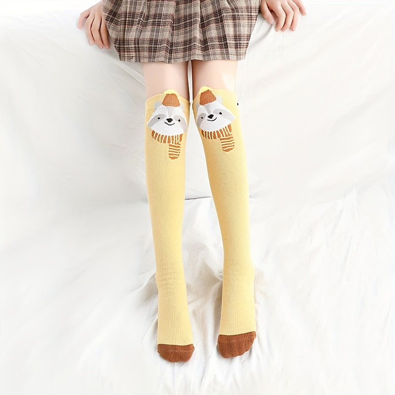 Girl's Bowknot Animal Pattern Knee High Socks