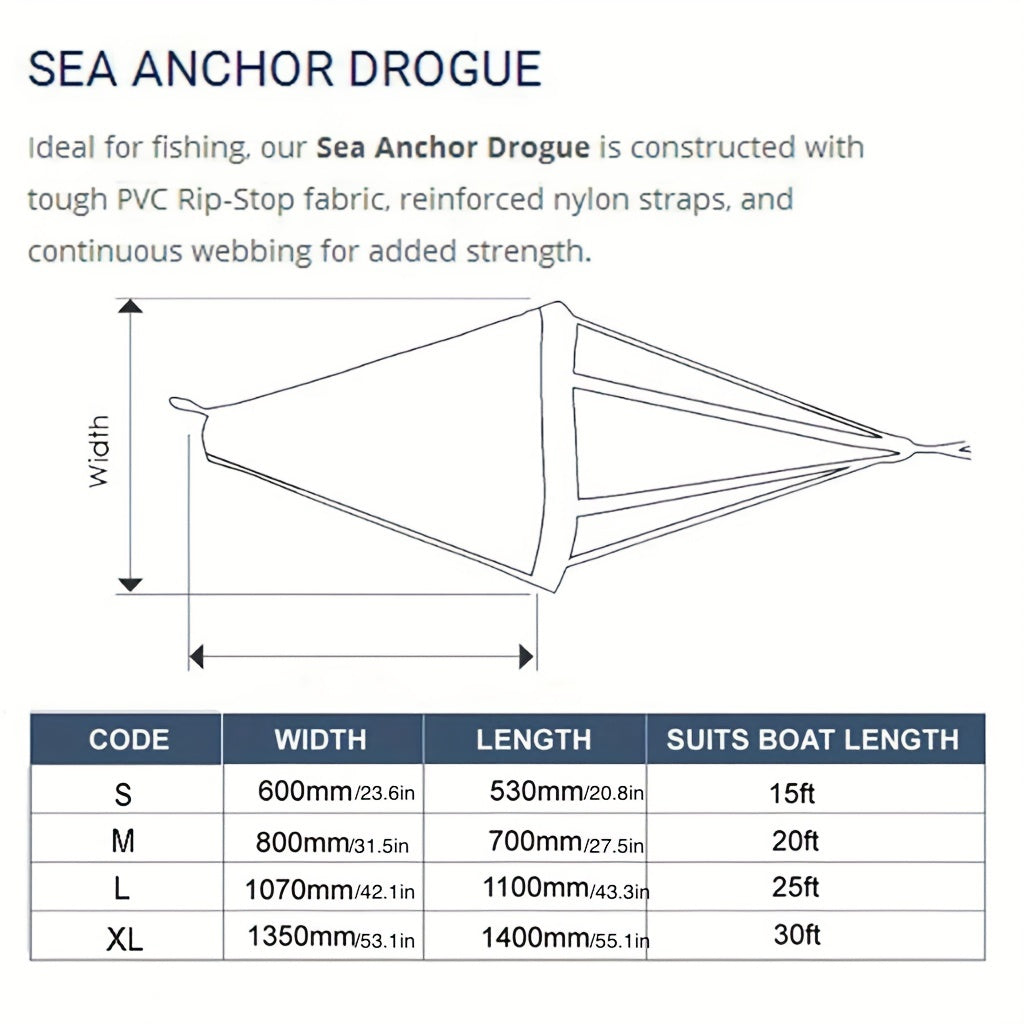 24in Sea Anchor Drogue Drift Brake Boat Accessory