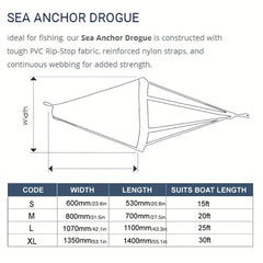 24in Sea Anchor Drogue Drift Brake Boat Accessory