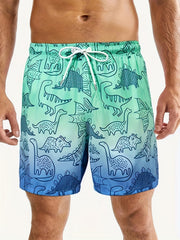 Gradient Dinosaur Men's Quick Dry Board Shorts with Pockets