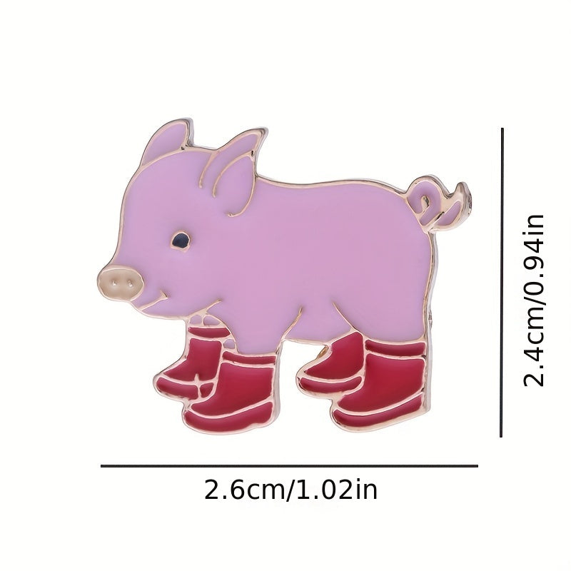 Pig Rain Boots Brooch for Girls Cartoon Alloy Pin