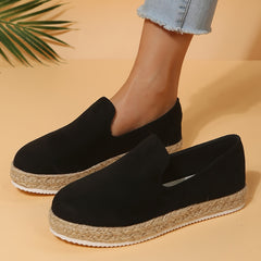 Women's Flatform Espadrilles Loafers Slip On Round Toe Shoes