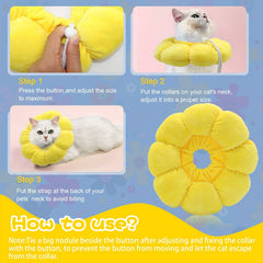 Adjustable Sunflower Recovery Collar for Cats and Small Dogs