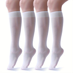 4 Pairs Thin Calf Stockings Soft Knee High Socks Women's Stockings