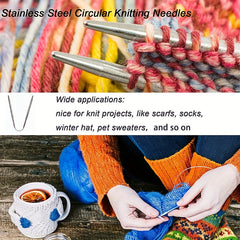 4pcs Stainless Steel Circular Needles Double Pointed Weaving Ne
