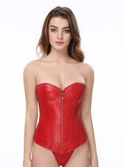 Women's PU Leather Body Shaper Zipper Restraint Waist Abdomen Tight Shape Corset