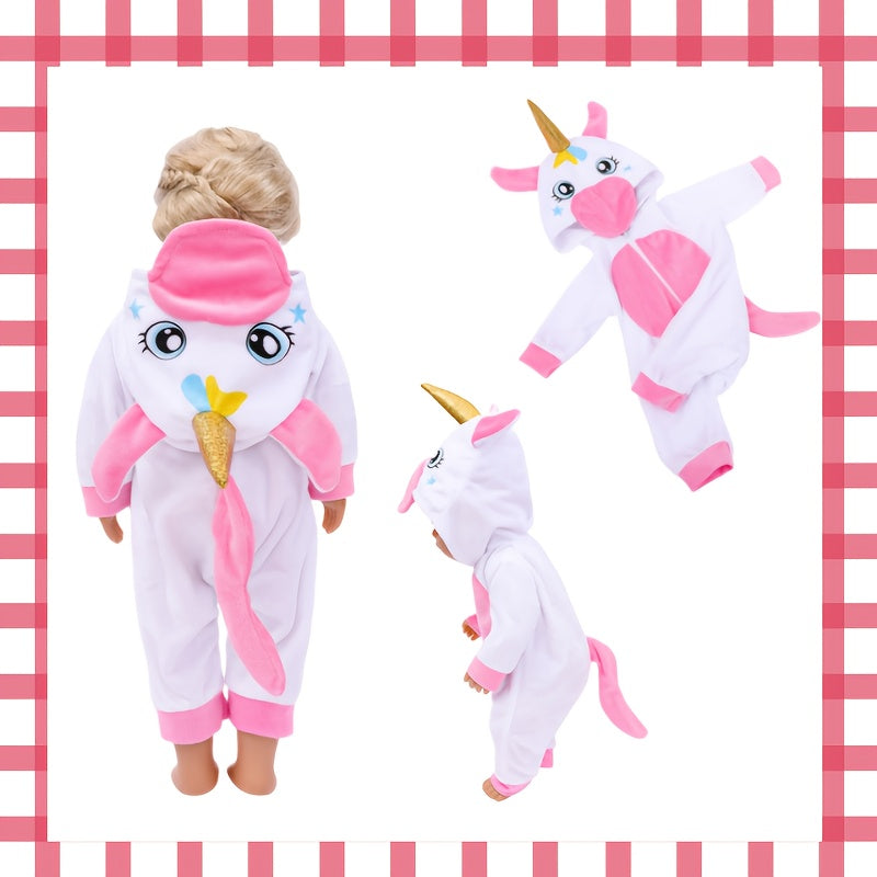Pink Unicorn Onesie for 17-18 Inch Dolls - Fits 43 Dolls