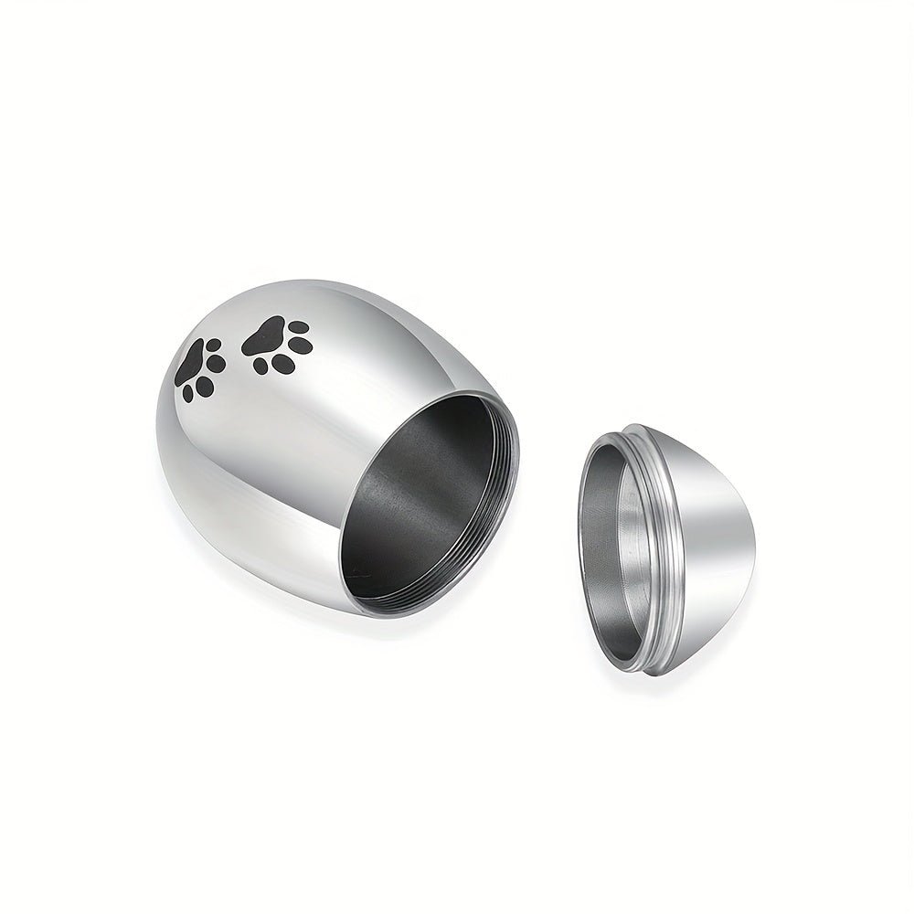 Paw Print Egg Shaped Ash Urn Necklace