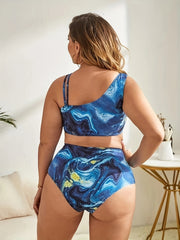 Galaxy Print Bikini Set Asymmetrical Bra & Panty Swimsuit Two Piece