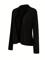 Solid Open Front Blazer Long Sleeve Work Office Outerwear