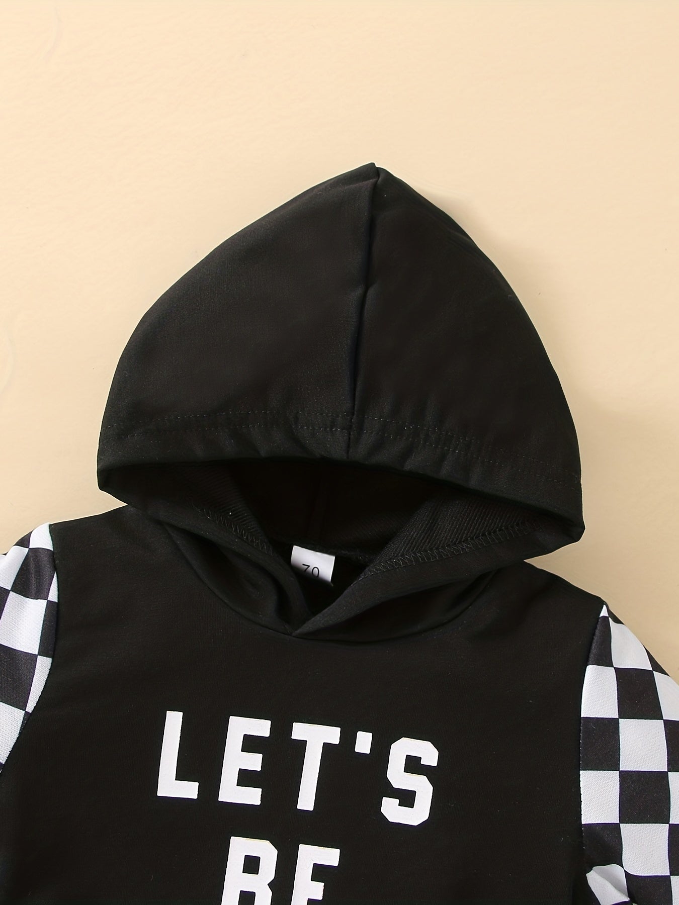 Baby Hooded Plaid Long Sleeve Ribbed Sweatshirt