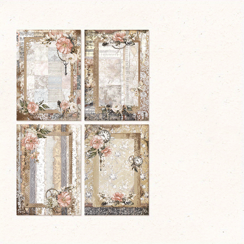 30 Sheets Retro Floral Lace DIY Paper Set