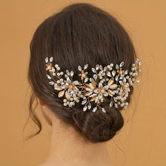 Faux Pearl Flower Bridal Hair Comb for Women Wedding