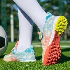 Men's TF Football Boots Hook Loop Fastener Anti-slip Soccer Cleats