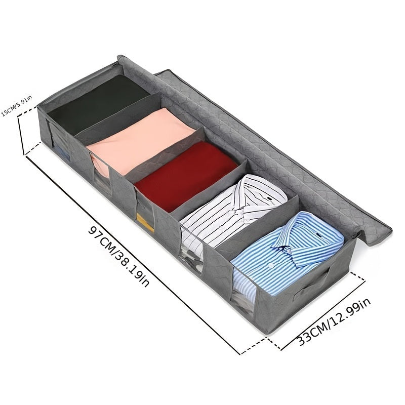 Underbed Storage Bag Clothes Organizer Foldable Box with Grids