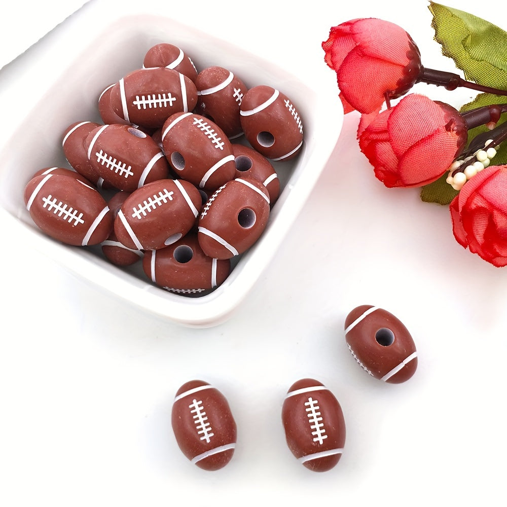 50 Sporty Beads Basketball Football Volleyball Softball Round Loose Ball Bead