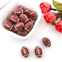 50 Sporty Beads Basketball Football Volleyball Softball Round Loose Ball Bead