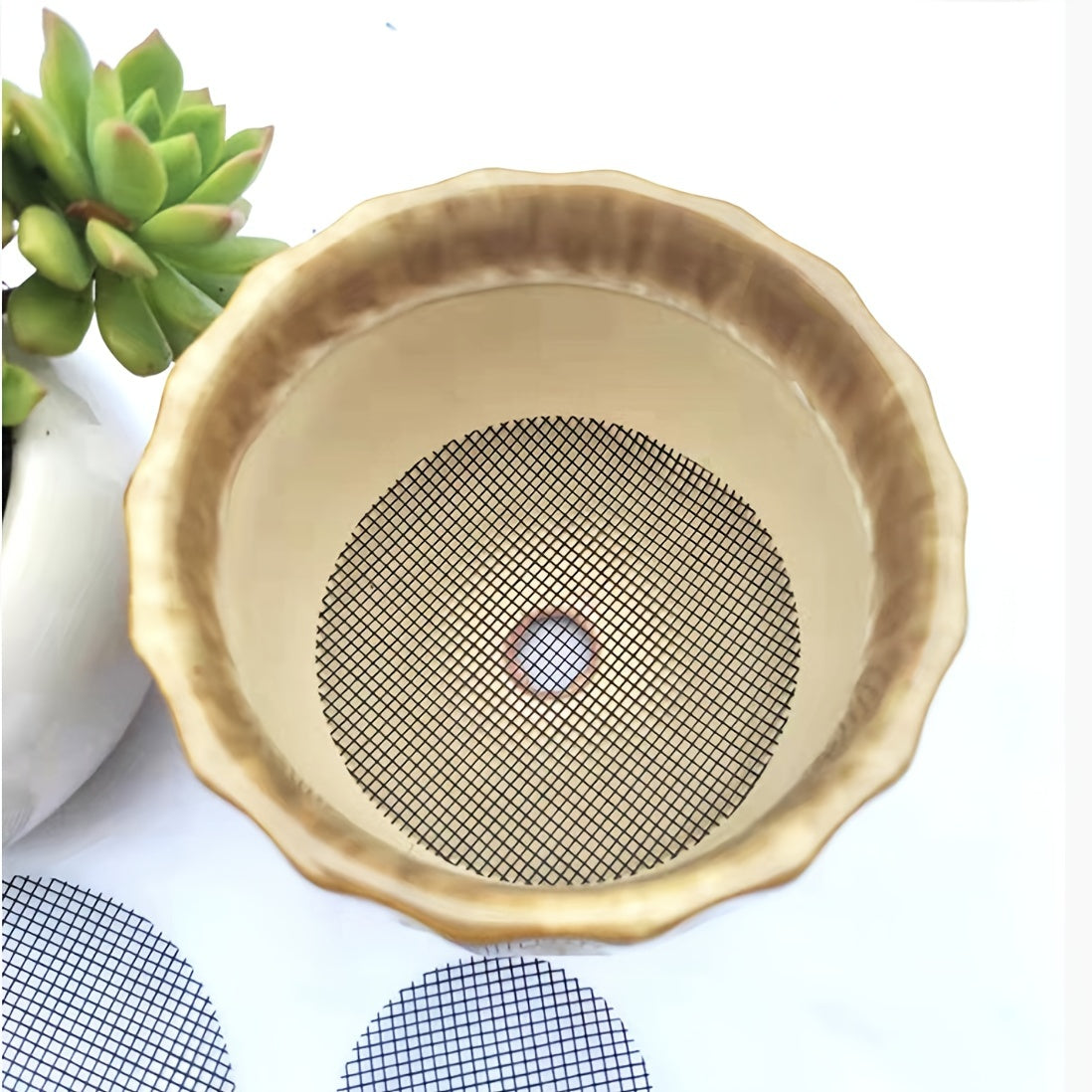 100pcs Flower Pot Hole Mesh Pad Prevent Soil Loss Anti Bonsai Pot Grid Mat