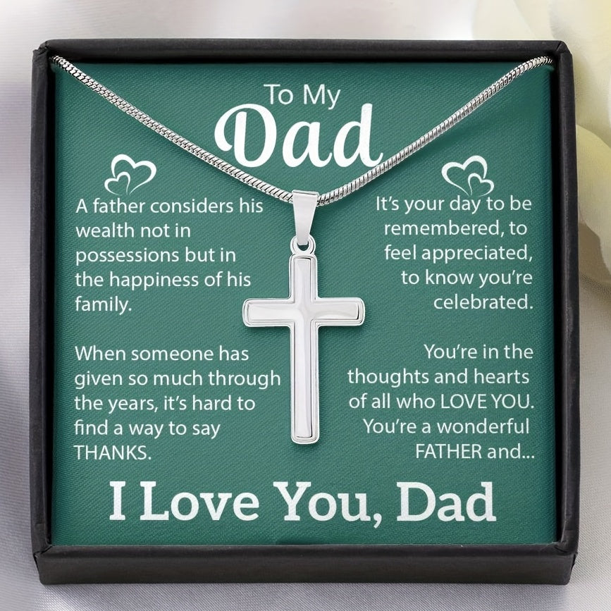 Father's Gift From Daughter Son Daddy Birthday Gift Father Cross Necklace