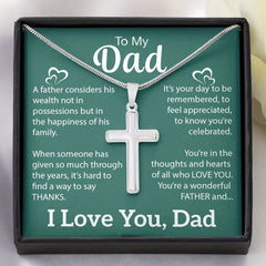 Father's Gift From Daughter Son Daddy Birthday Gift Father Cross Necklace