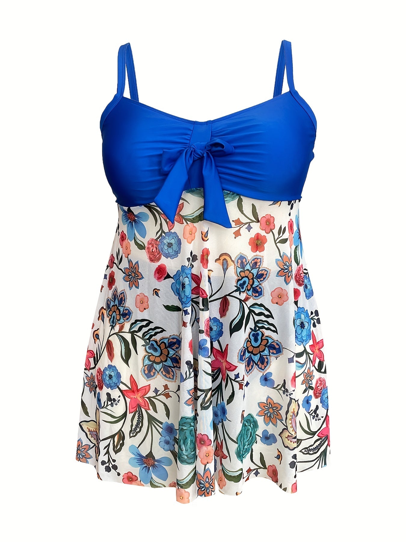 Floral Print Ruched Tankini Set