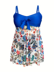 Floral Print Ruched Tankini Set