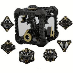 Metal Hollow Dragon Dice Set 7pcs Large Polyhedral Dice