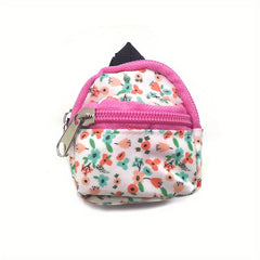 1:12 Schoolbag Floral Pink Strap Zipper Dollhouse Accessory
