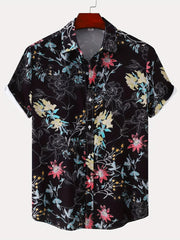 Men's Floral Short Sleeve T-Shirt for Summer Beach Style