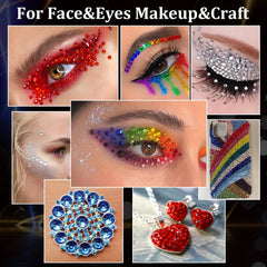 1225pcs Rhinestone Stickers Clear Colorful Self Adhesive Face Gems