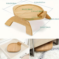 Non Slip Wooden Sofa Tray with Rotating Phone Holder - Armrest Table