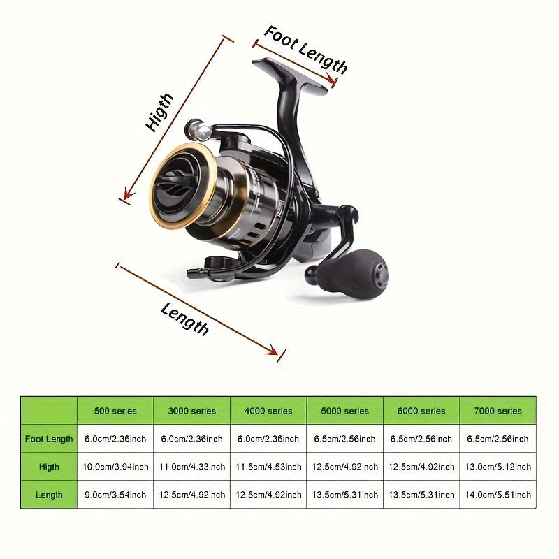 All Metal Body Fishing Reel HE500 800 Max Drag 10kg Spinning Reel