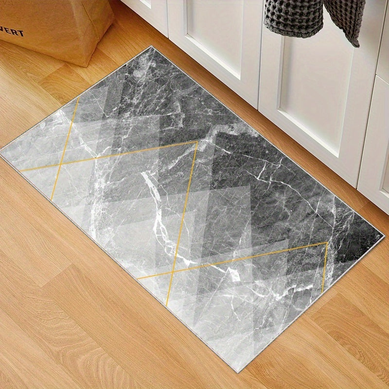 Kitchen Rug Crystal Velvet TPR Bottom Triangle Pattern Non slip Mat