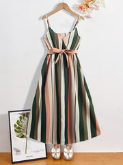 Girls Striped Sleeveless Summer Dress For Kids