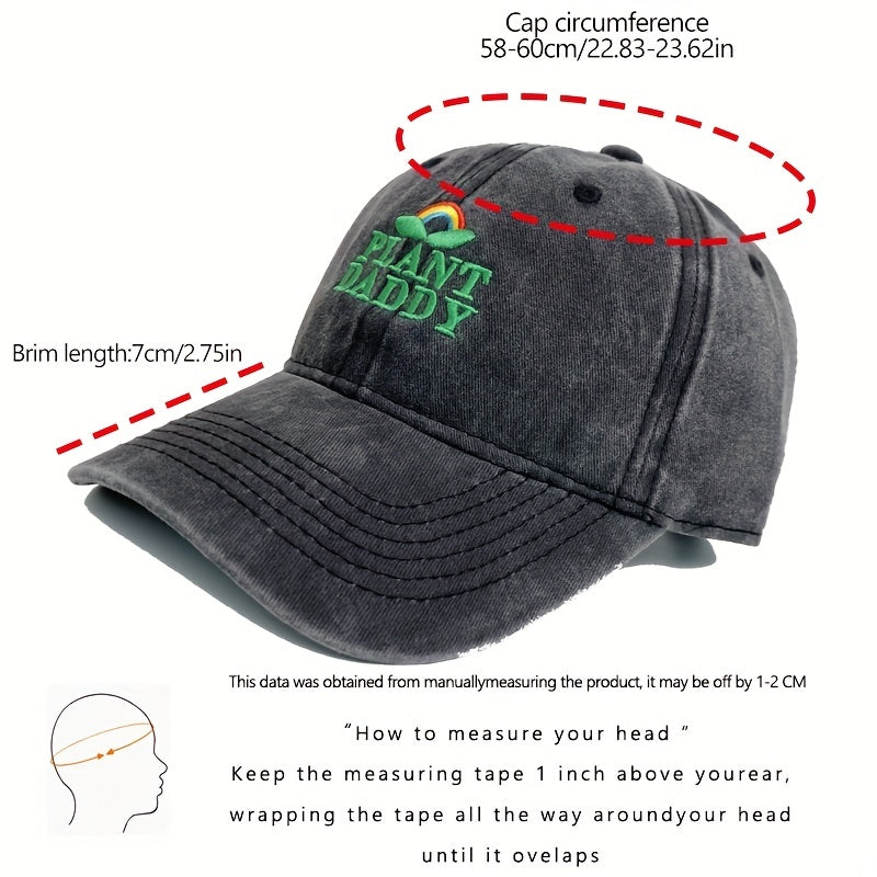 Rainbow Embroidery Unisex Baseball Cap Washed Distressed Dad Hat Adjustable Golf