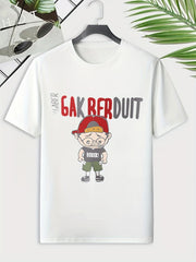 Men's Cartoon Figure Print Tee for Outdoor Activities
