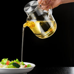 900ml Glass Dispenser with Lid Kitchen Cooking Container Handle Easy Pouring