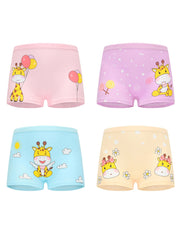 4pcs Girls Animal Boxer Briefs Soft Breathable Kids Underwear
