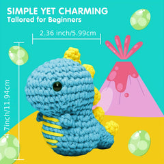 Beginner Dinosaur Crochet Kit with Easy Yarn - DIY Knitting
