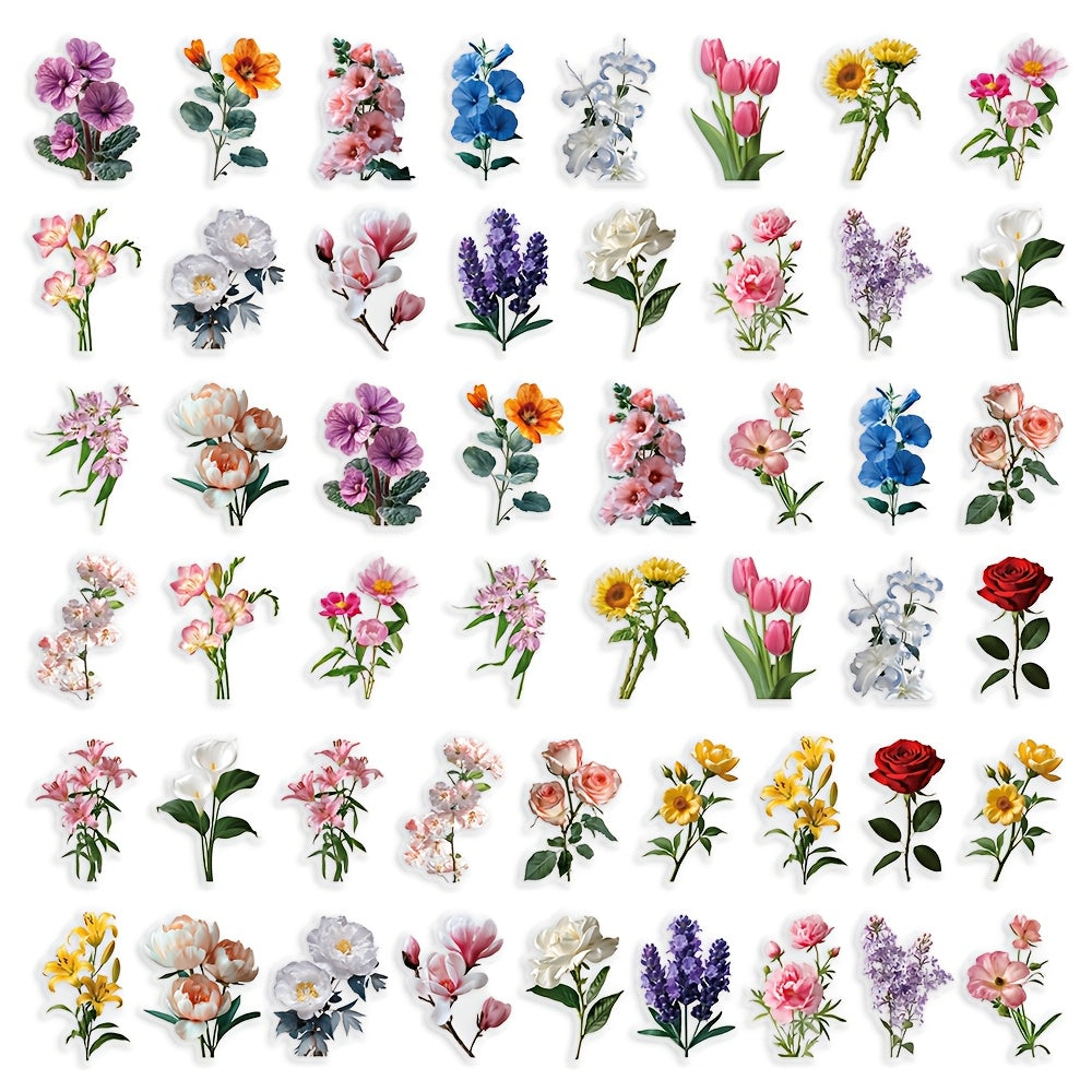 Elegant Blooming Flower Language Stickers: Perfect for Scrapbooks, Cars, Bic