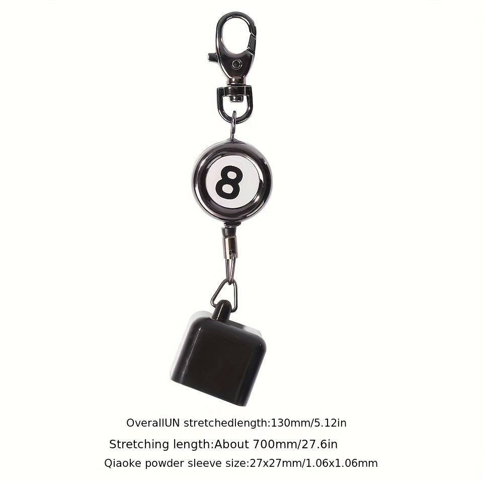 Portable Retractable Billiards Snooker Pool Cue Chalk Holder Clips Keys Chain