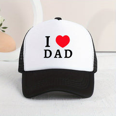 Casual I LOVE DAD Mesh Stitching Cap Sun Protection Comfortable Cap