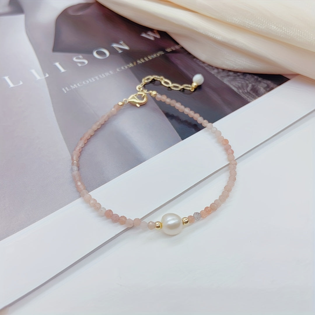 Strawberry Crystal Faux Pearl Bracelet for Girls