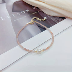 Strawberry Crystal Faux Pearl Bracelet for Girls