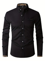 Men's Flower Binding Formal Button Up Shirt